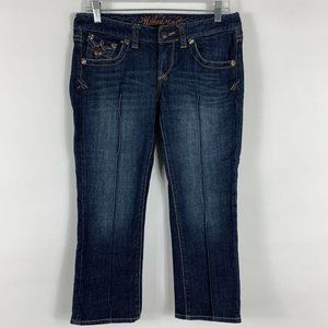 Wicked West Jeans Womens Size 6 Capri Straight Mid Rise Dark Wash Pintuck
